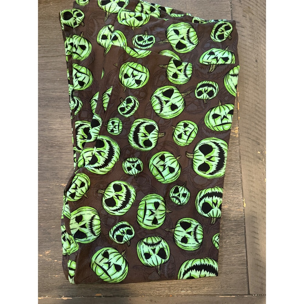 LuLaRoe Leggings Womens TC2 Green Pumpkin Halloween